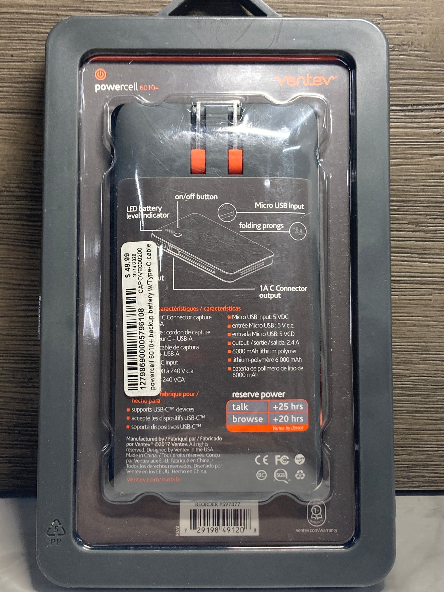 Ventev- Wall charger + Portable Charger + attached cable that supports USB-C