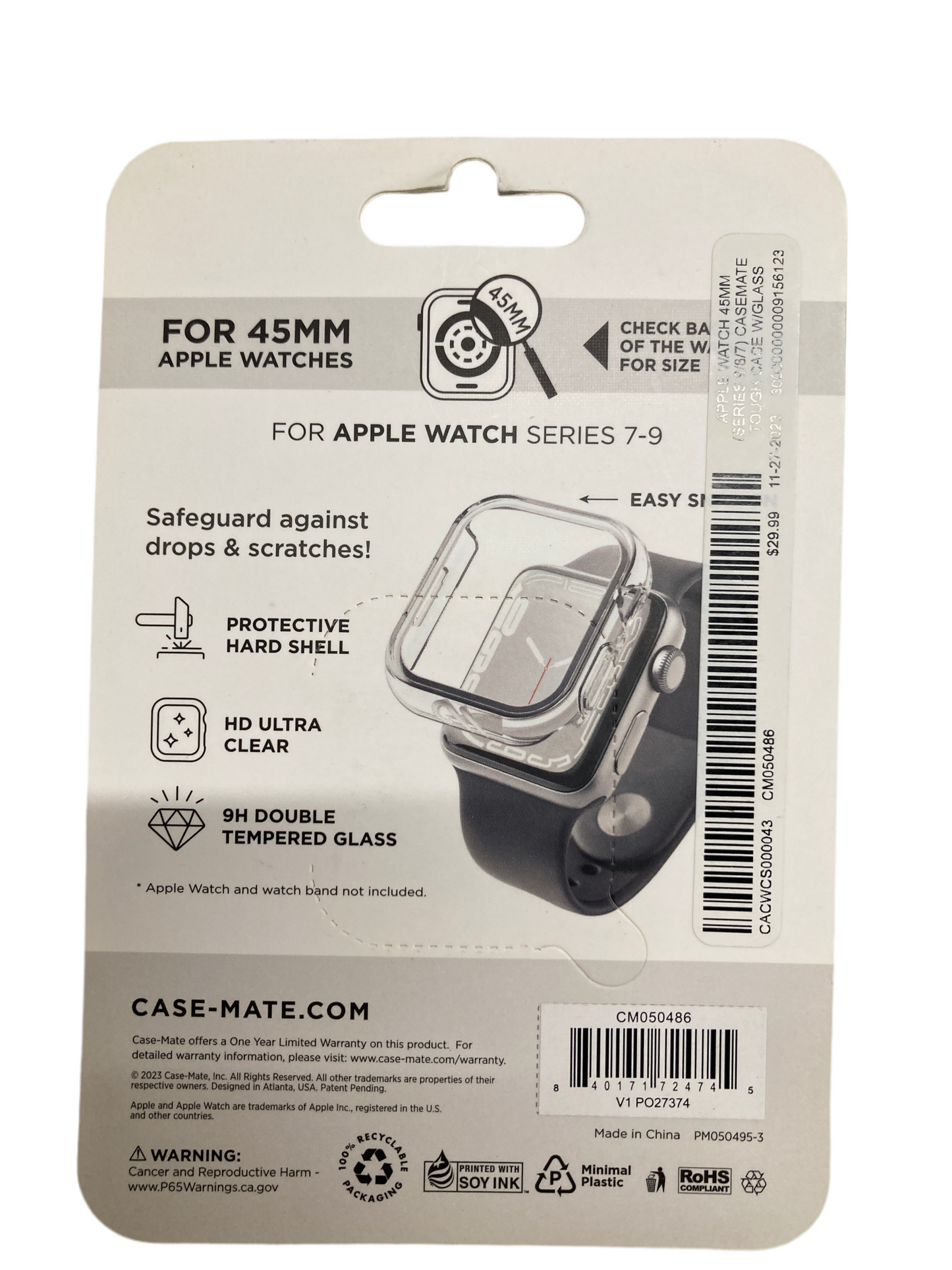 CaseMate - Tough Watch case with integrated glass screen protector for Apple Watch Series 4-6/SE
