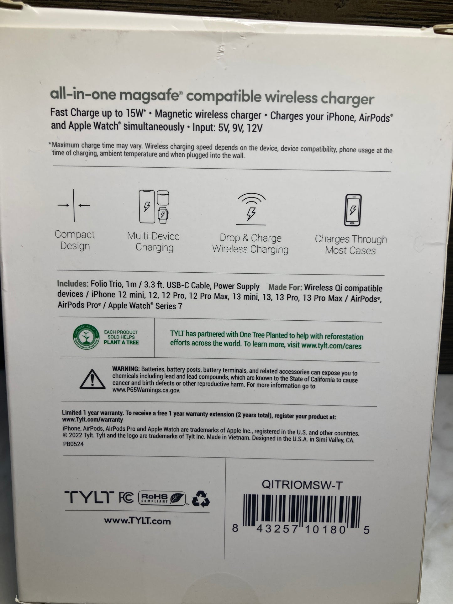 TYLT Folio Trio Three-in-one
Magnetic Wireless Charger 15W
Magsafe Compatible