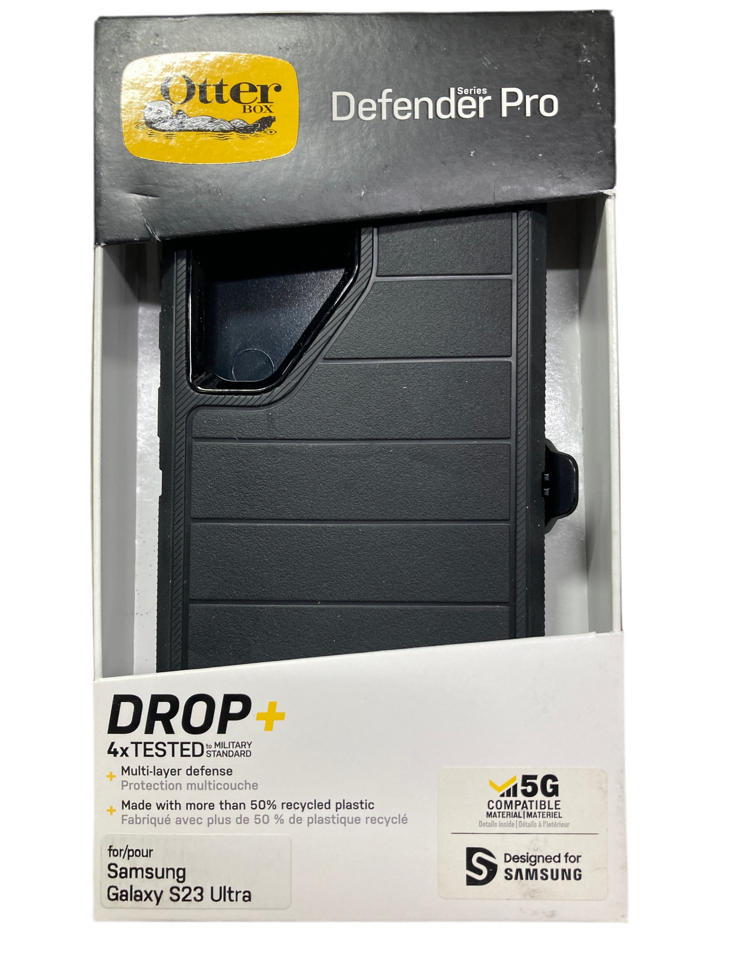 Otter - Defender Pro drop+ phone case for Samsung Galaxy S23 Ultra Black