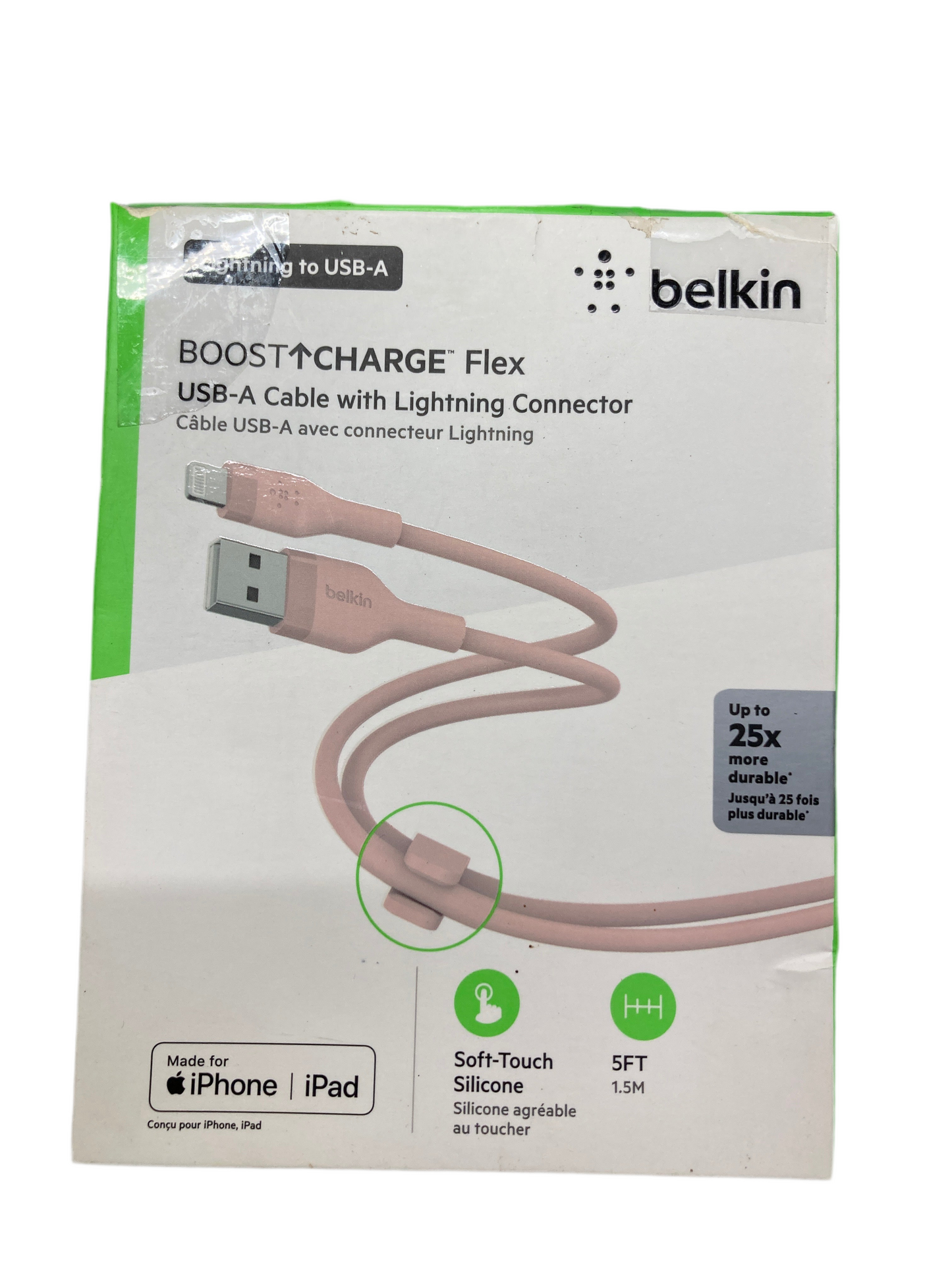 Belkin- 8pin to USB-A BOOST CHARGE flex 5 ft long