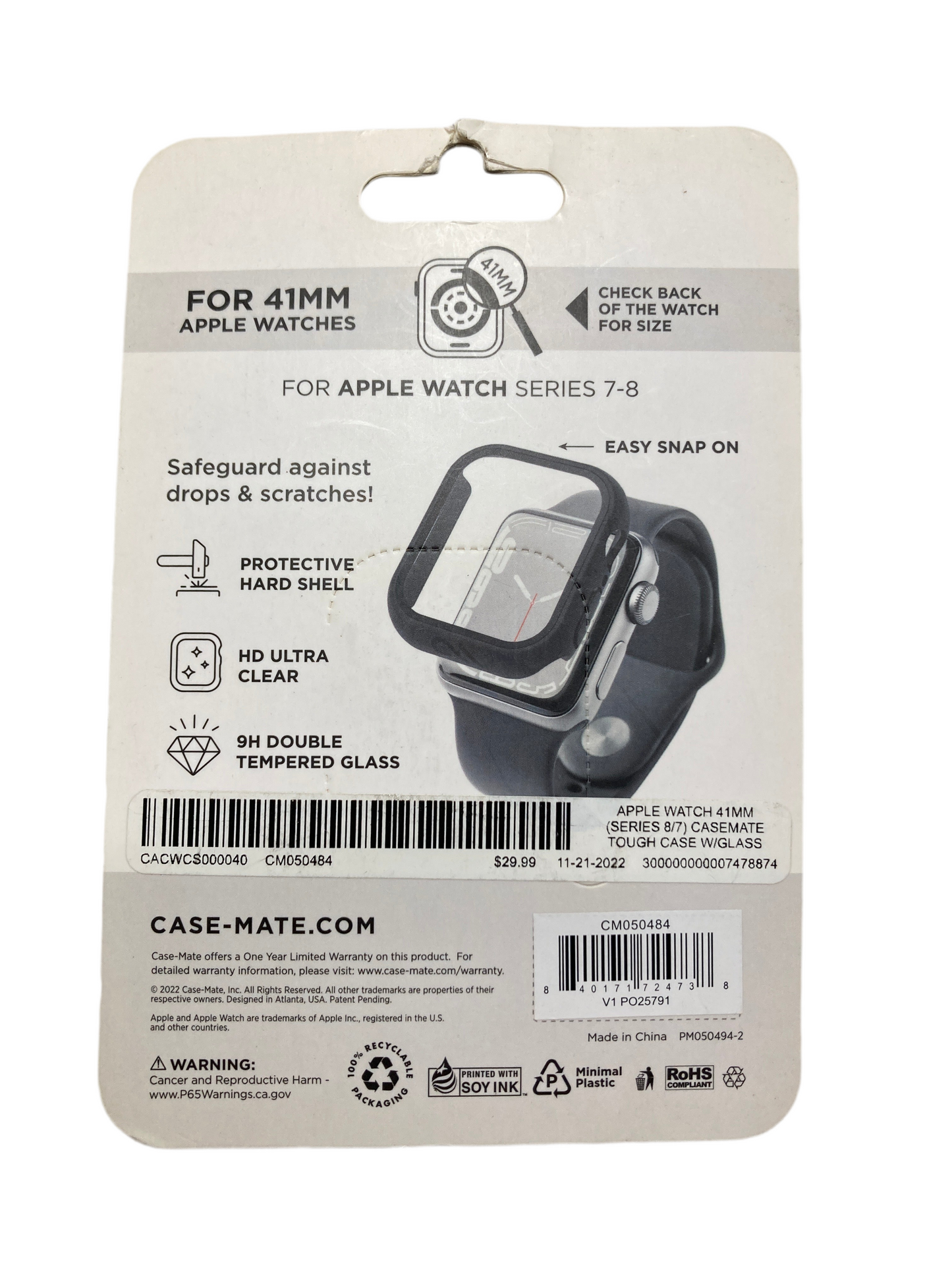 CaseMate- Touch Watch case with integrated glass screen protector for Apple Watch Series 4-6/SE and 7-8