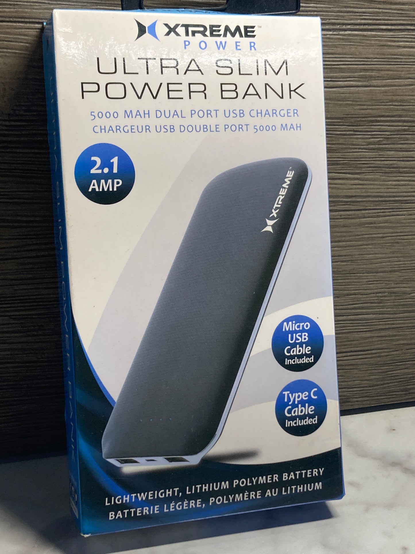 XTREME POWER- Ultra Slim Power Bank, micro USB cable included & type C cable included