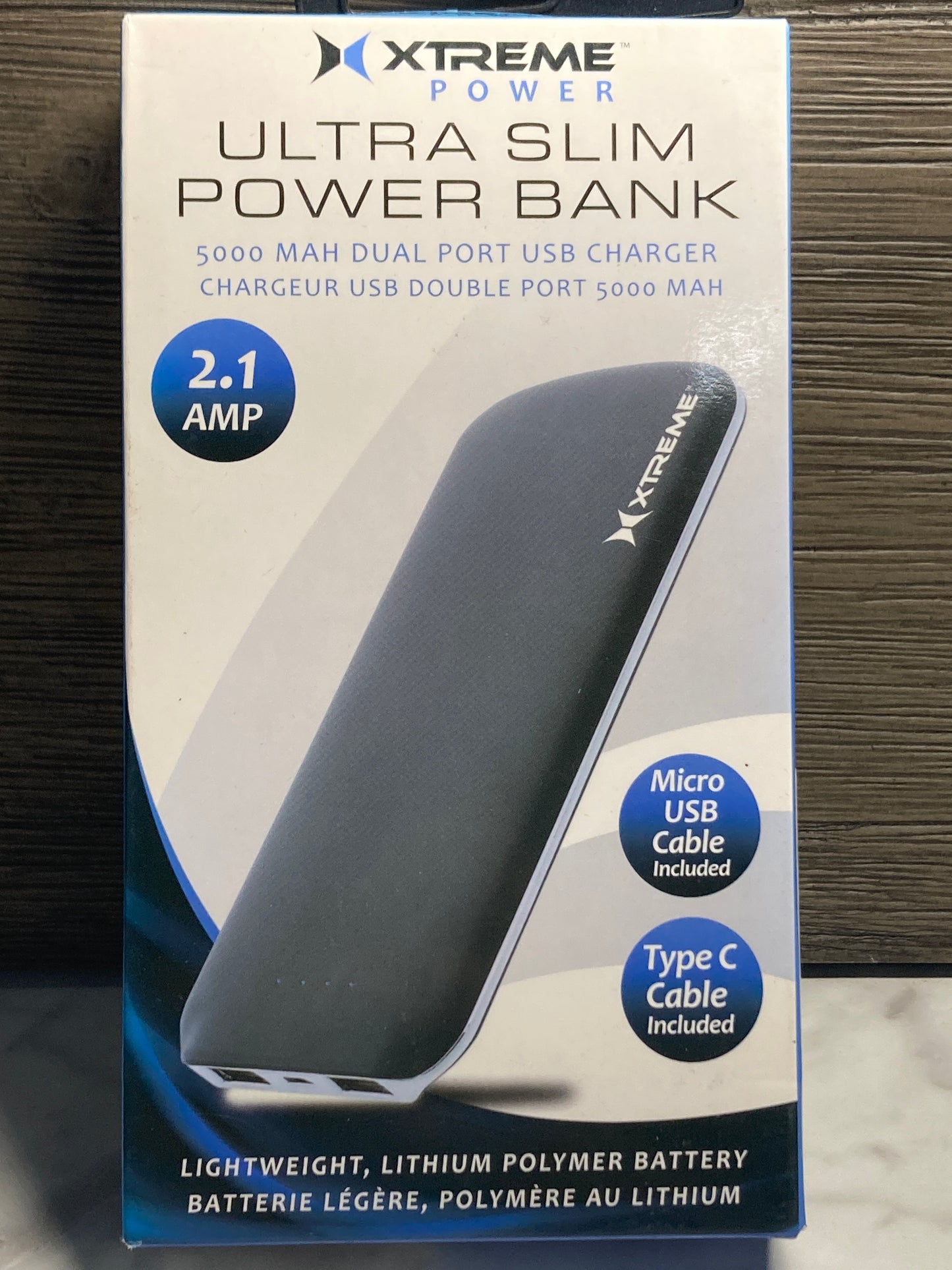 XTREME POWER- Ultra Slim Power Bank, micro USB cable included & type C cable included