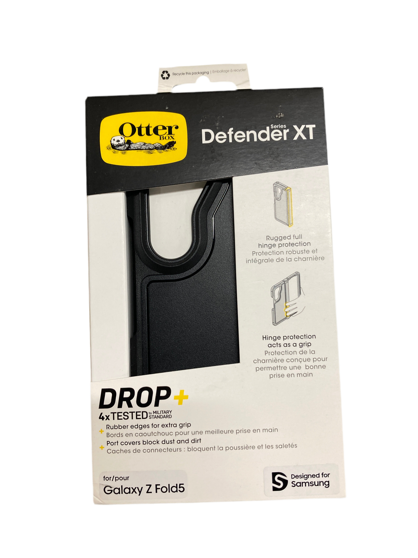 Otter - defender XT drop+ phone case for Galaxy Z Fold5 Black