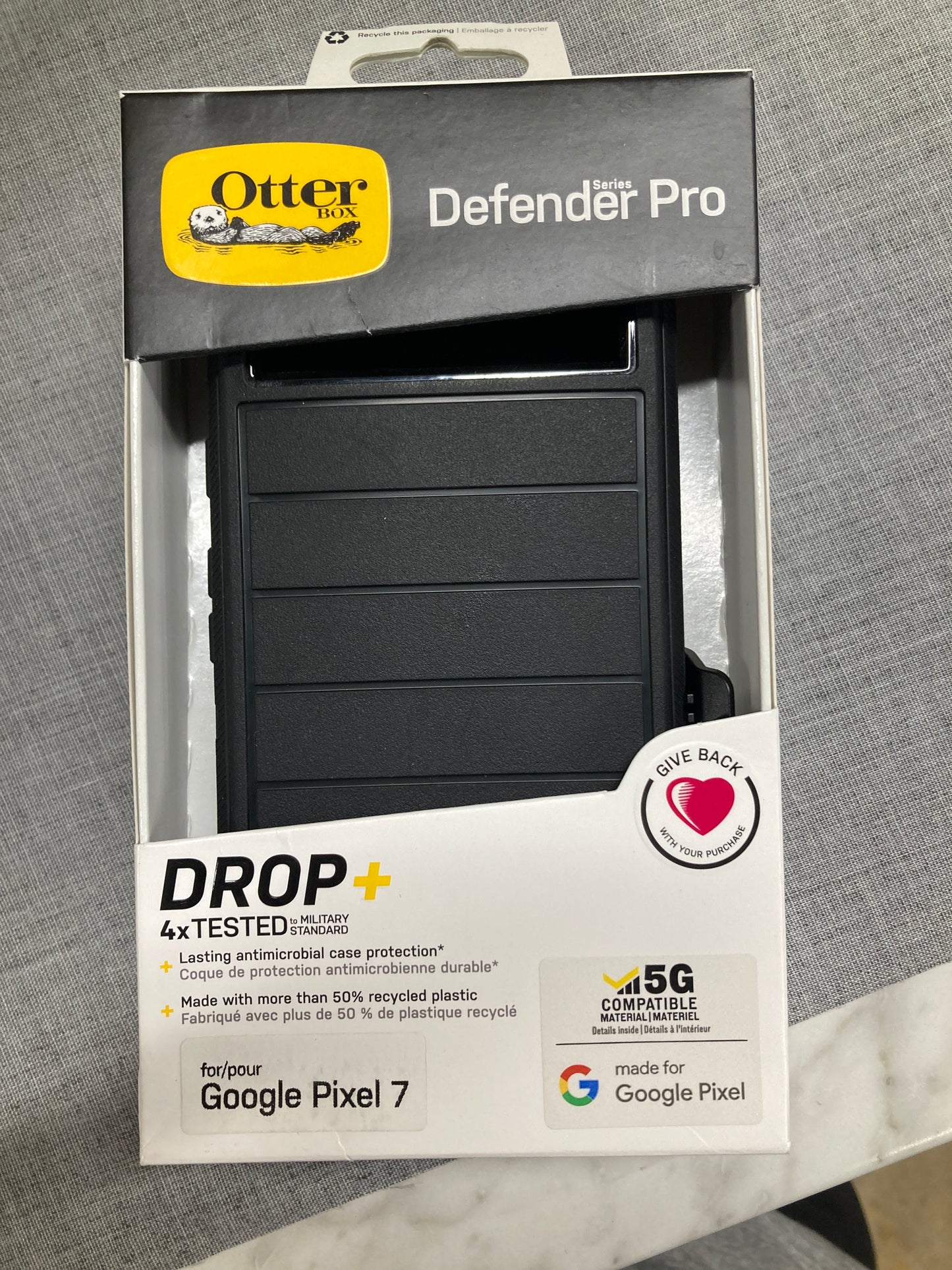 Otter - Defender Pro drop+ phone case for Google Pixel 7 Black