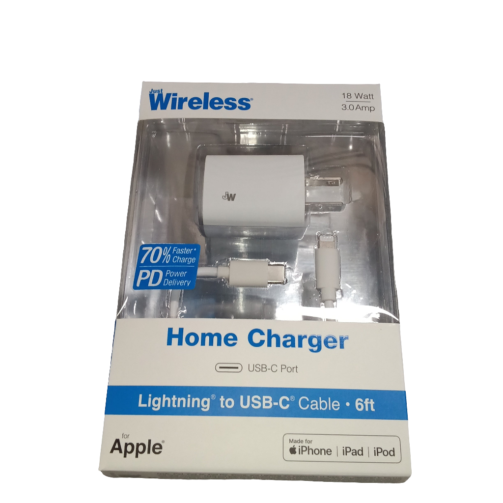 Just Wireless Home Charger 6ft 8 Pins to USB-C Cable