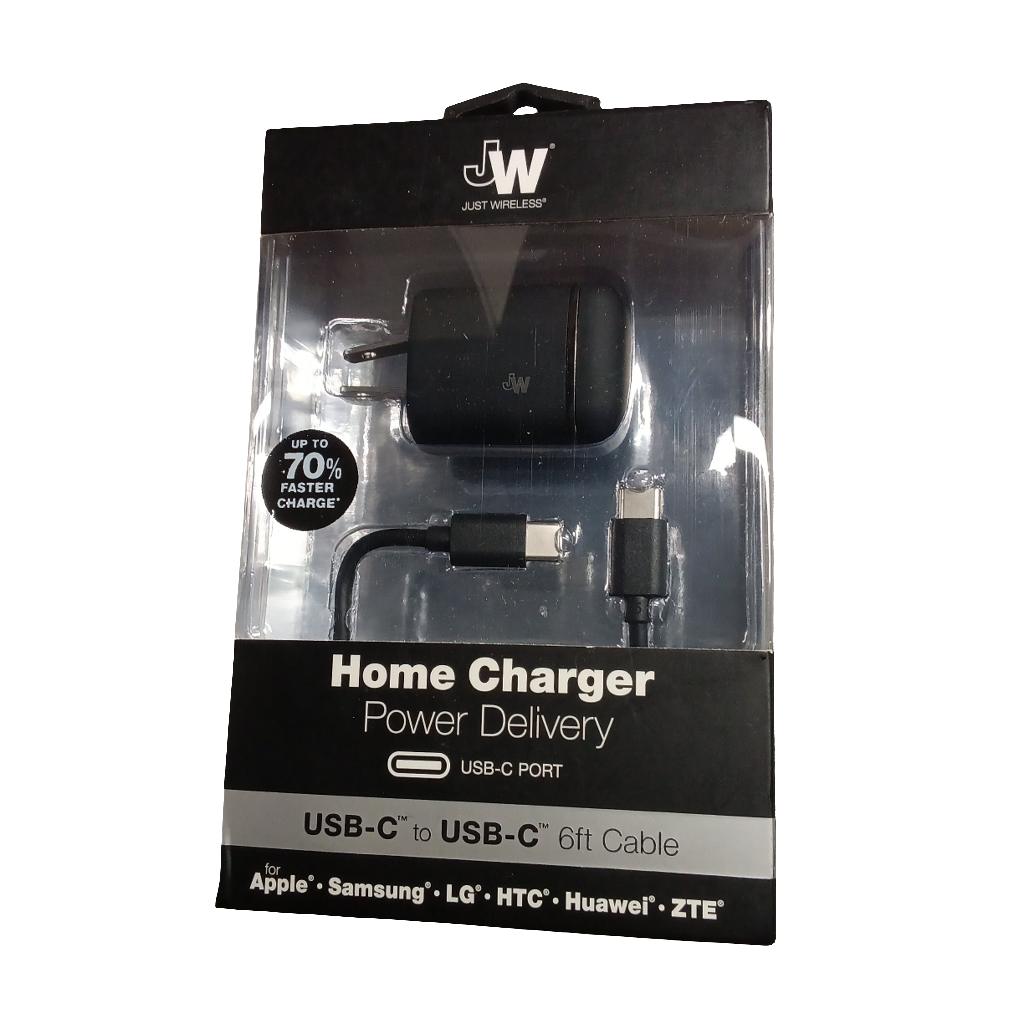 Just Wireless Home Charger Power Delivery USB-C to USB-C