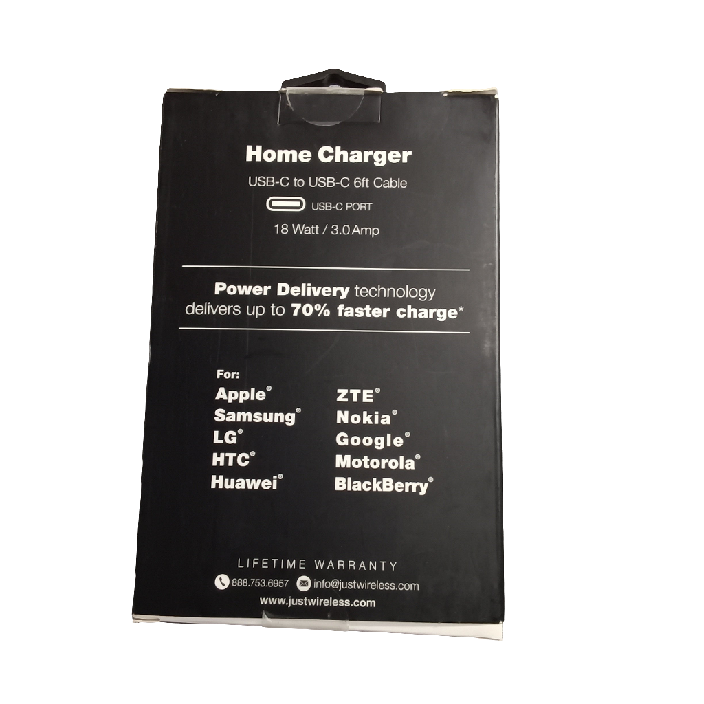 Just Wireless Home Charger Power Delivery USB-C to USB-C