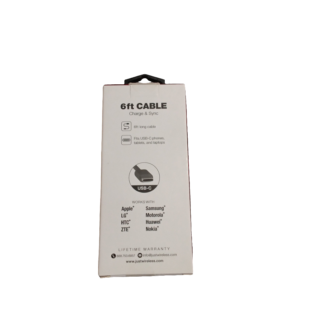 Just Wireless 6ft Cable USB-C to USB-C