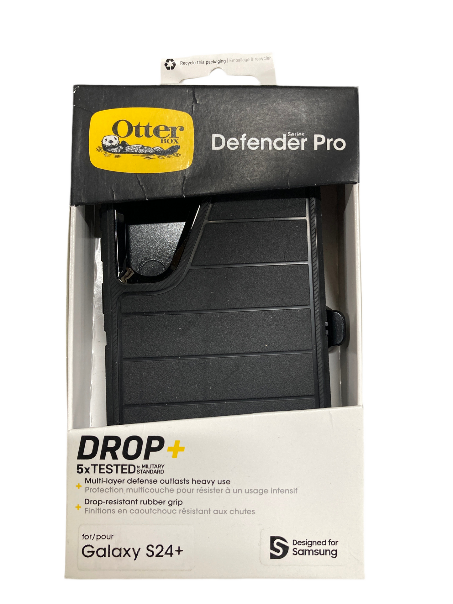 Otter - Defender Pro drop+ phone case for Galaxy S24+ Black