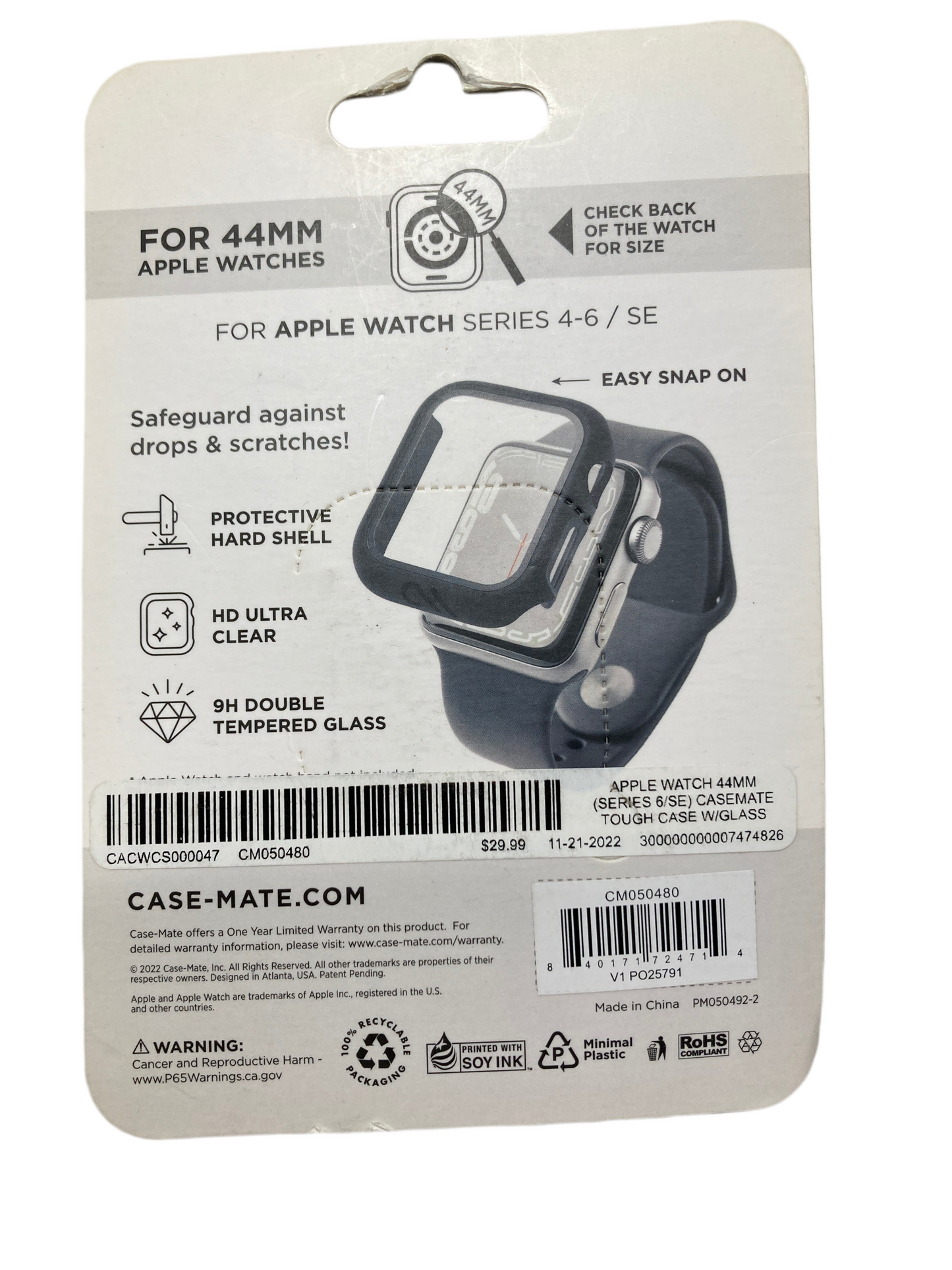 CaseMate- Touch Watch case with integrated glass screen protector for Apple Watch Series 4-6/SE and 7-8