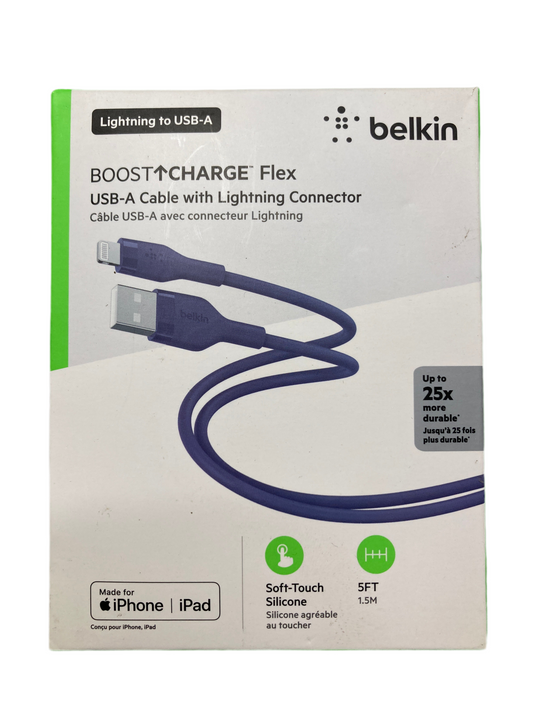 Belkin- 8pin to USB-A BOOST CHARGE flex 5 ft long