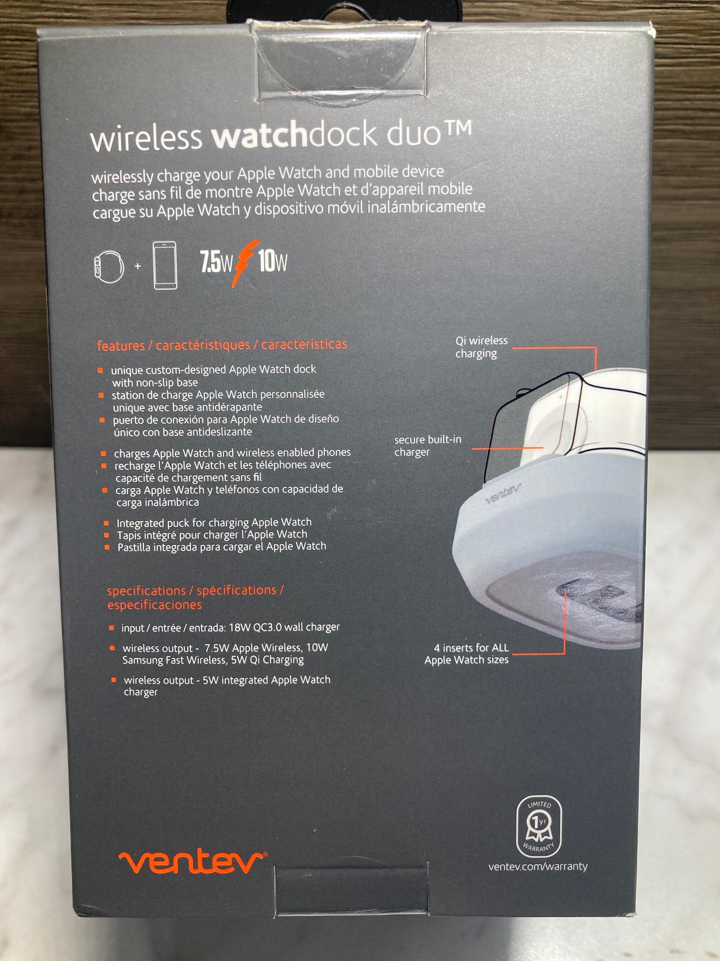 Ventev - Wireless Charging Station for iPhone 16/16 Pro Max/15/15 Pro Max/14/13/12, Samsung Galaxy, Note 20 and Apple Watch | iPhone and Watch Charger 2 in 1, Qi Certified
Wireless Charger - White
