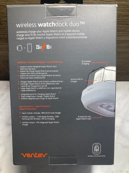 Ventev - Wireless Charging Station for iPhone 16/16 Pro Max/15/15 Pro Max/14/13/12, Samsung Galaxy, Note 20 and Apple Watch | iPhone and Watch Charger 2 in 1, Qi Certified
Wireless Charger - White